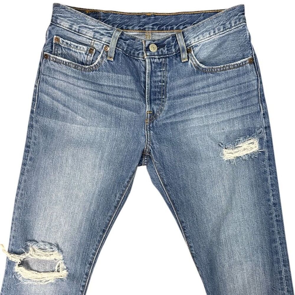 Levi's 501 Orginal Fit Distressed Straight Leg Jean Size: No Size - Picture 4 of 6